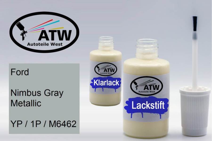 Ford, Nimbus Gray Metallic, YP / 1P / M6462: 20ml Lackstift + 20ml Klarlack - Set, von ATW Autoteile West.
